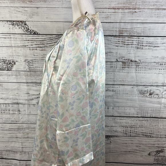 Vintage Erika Taylor Intimates Housecoat Dress Gown sz Medium Lace Collar Satin - Picture 9 of 12